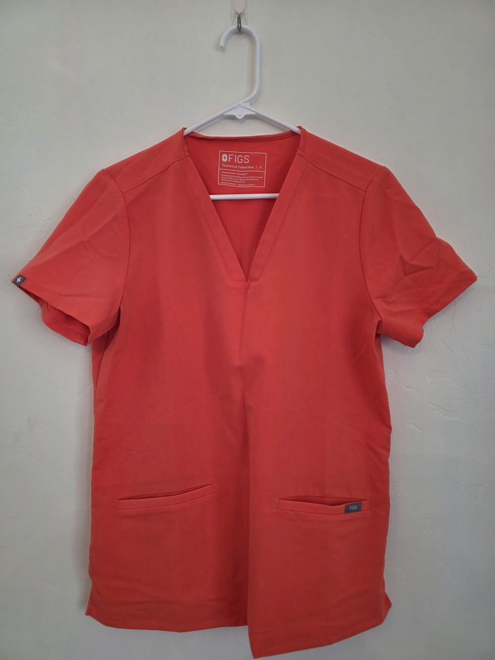 FIGS Women's V-Neck Medical Scrub Top With Jogers Pants Set — Coral Red